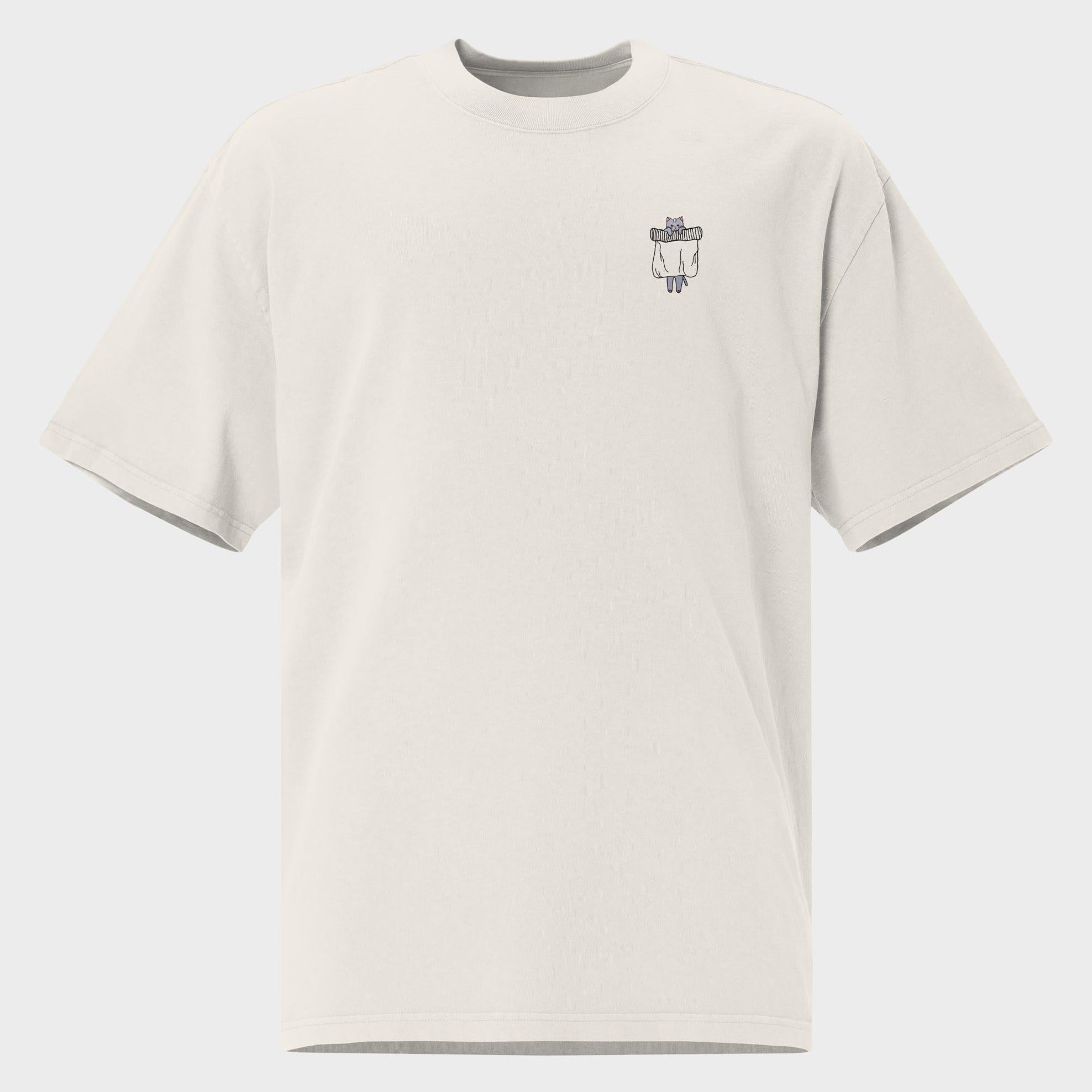 Hanging Pocket Cat - Oversized T-Shirt